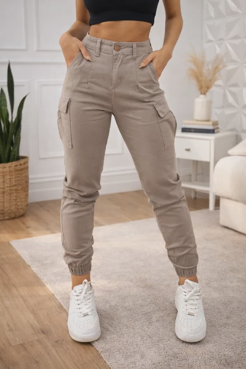 Calça Cargo Jogger Jeans Feminina