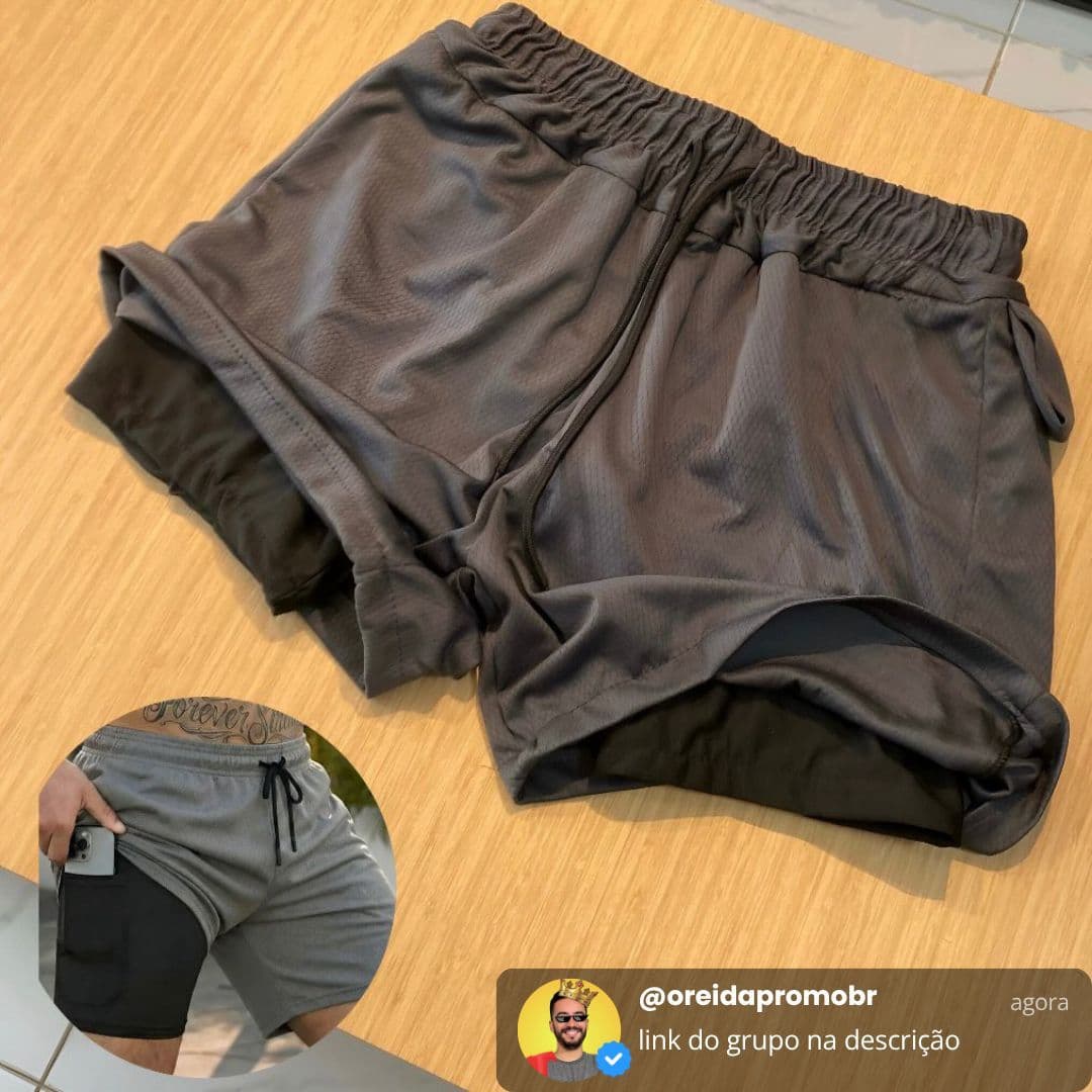 Shorts Bermuda Duplo 2 Em 1