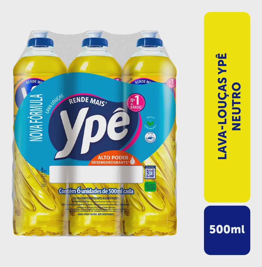 Ypê Detergente Lava Louças Neutro 500ml