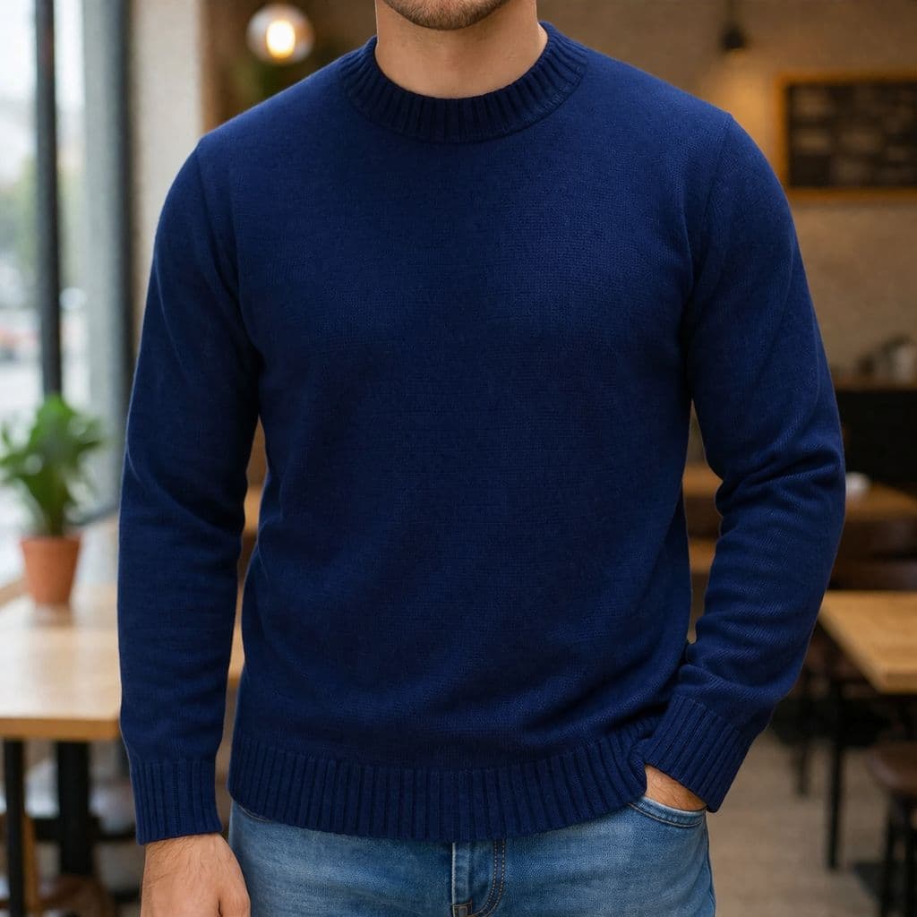 Blusa Tricô Masculina Lã Suéter Gola Careca