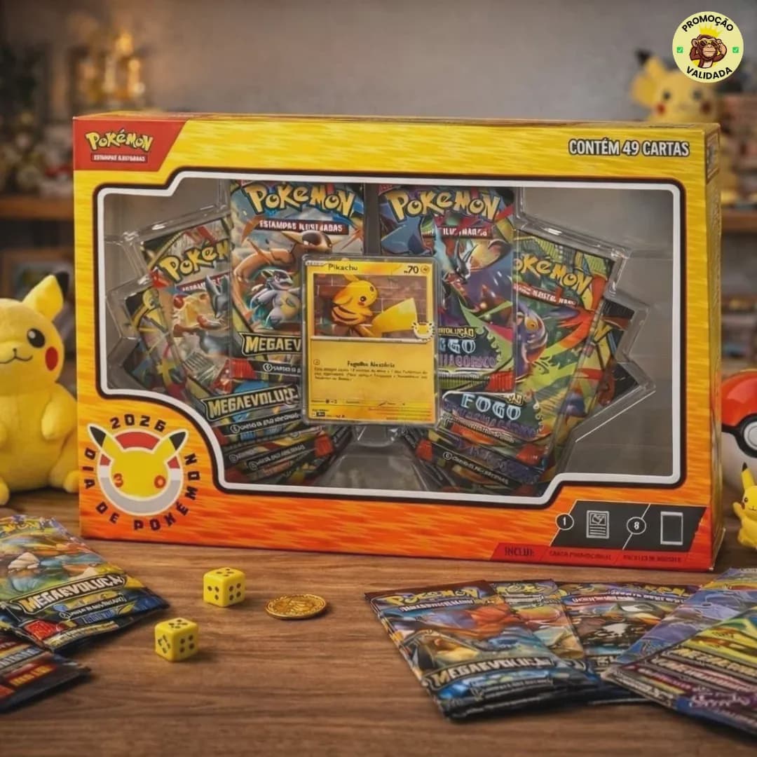 Box Coleção Dia De Pokémon 2026 TCG Pikachu