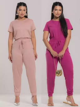 Conjunto Feminino Malha Suede Jogger Blusa
