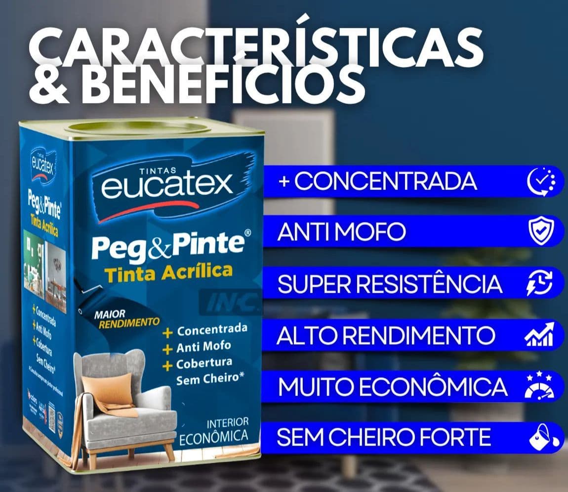Eucatex Tinta Acrilica Peg E Pinte 18 Cores