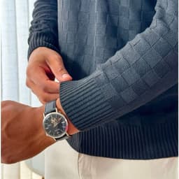 Fino Senores Suéter Lã Tricot Manga Longa