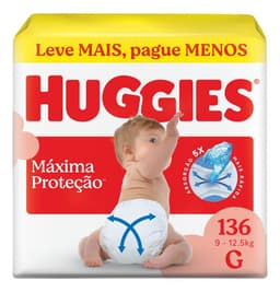 Huggies Fralda Descartável Máxima Proteção G 136 Un