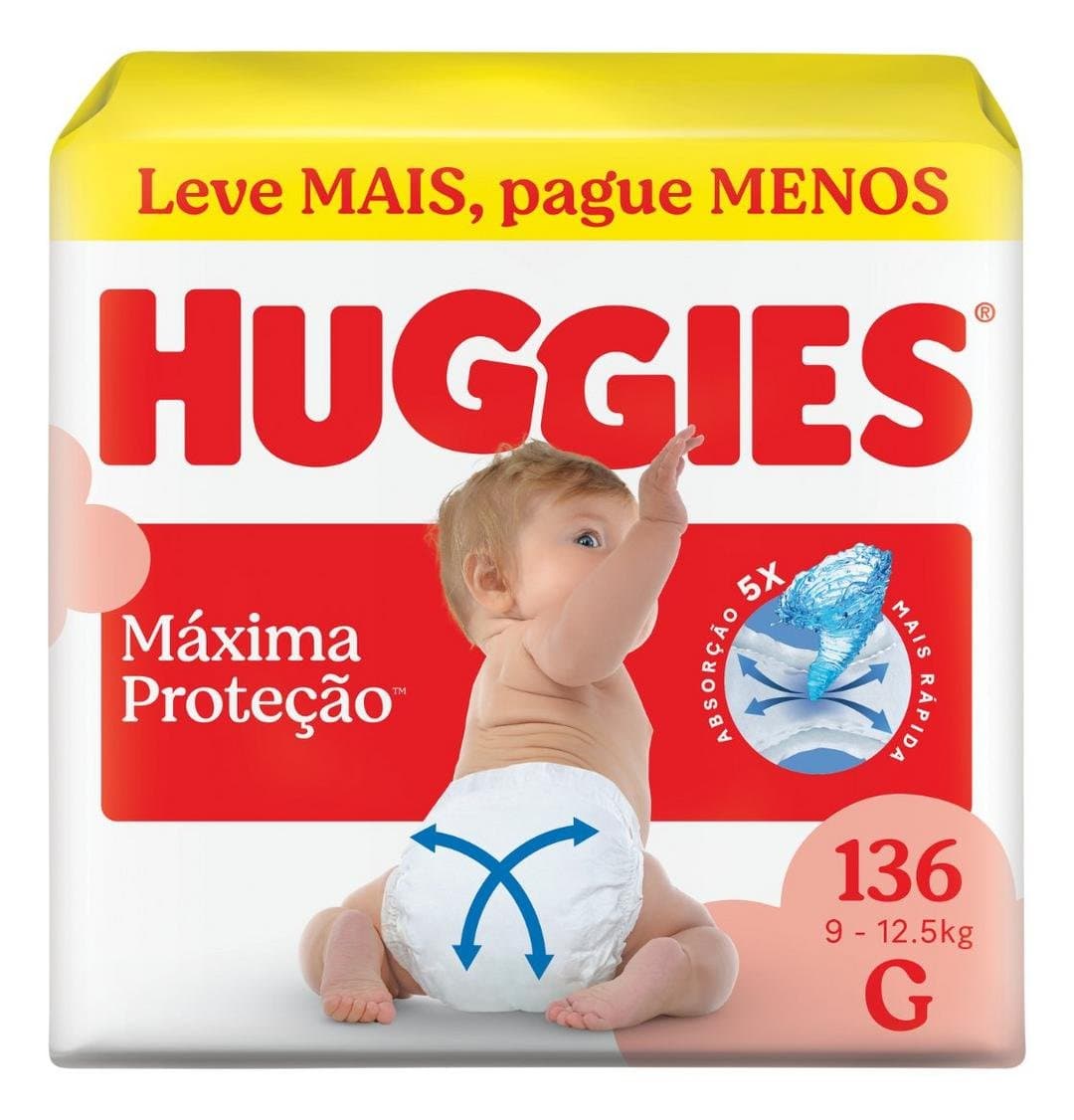 Huggies Fralda Descartável Máxima Proteção G 136 Un