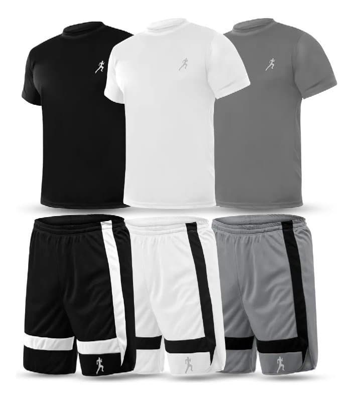Kit Bermudas Shorts Academia Camisetas Dry Fit