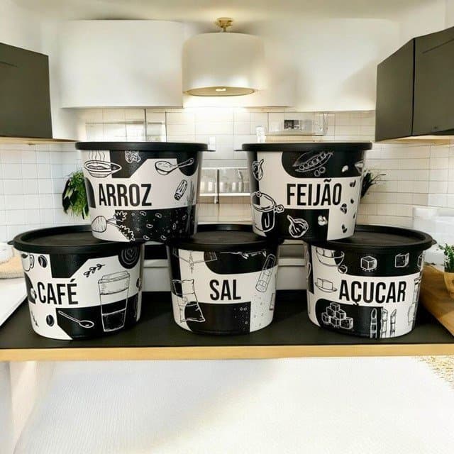 Kit Porta Mantimentos 5 Peças Redondo 1,5L