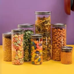 Kit Potes Vidro Tampa Inox Circular