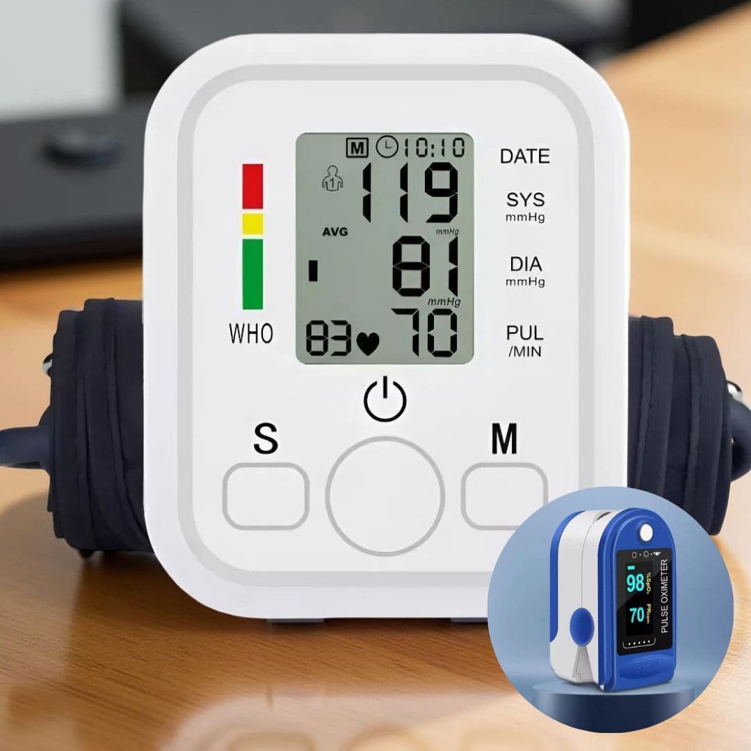 Medidor de Pressão Braço Digital e Oximetro